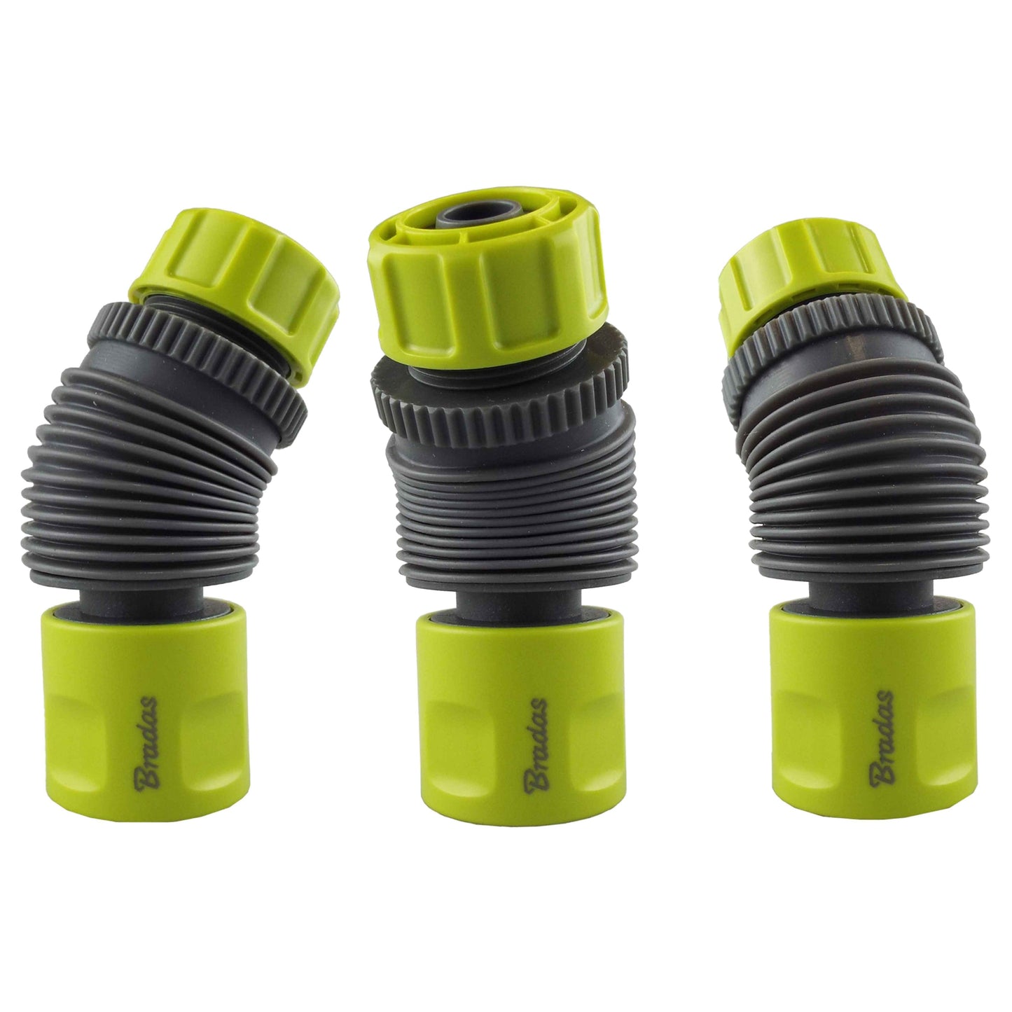 Flexibler Schlauchverbinder 1/2", Limettengrün, gerippter Anschluss, Klemmeinsatz
