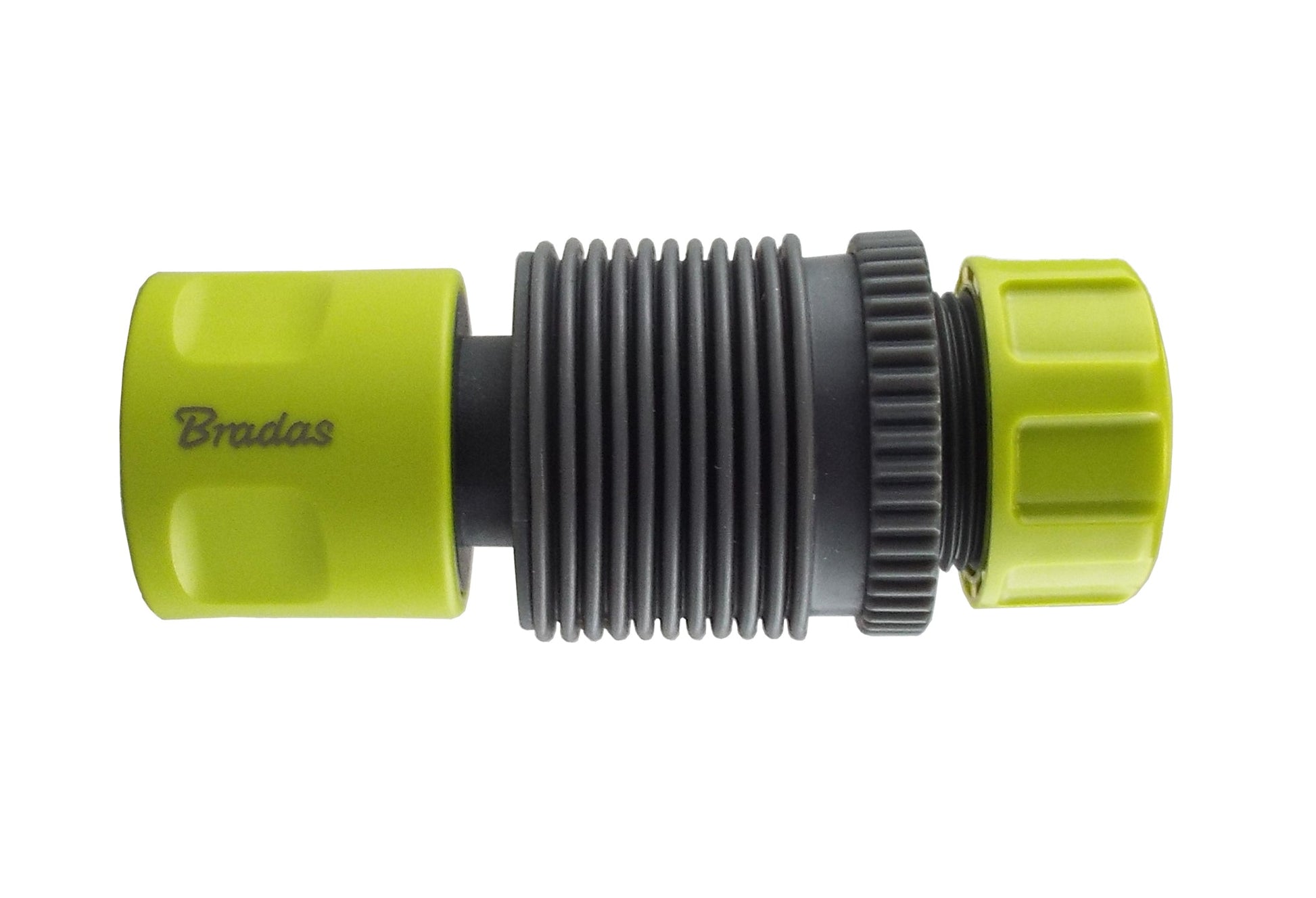 Flexibler Schlauchverbinder 1/2", Limettengrün, gerippter Schlauch mit Anschlussbuchse