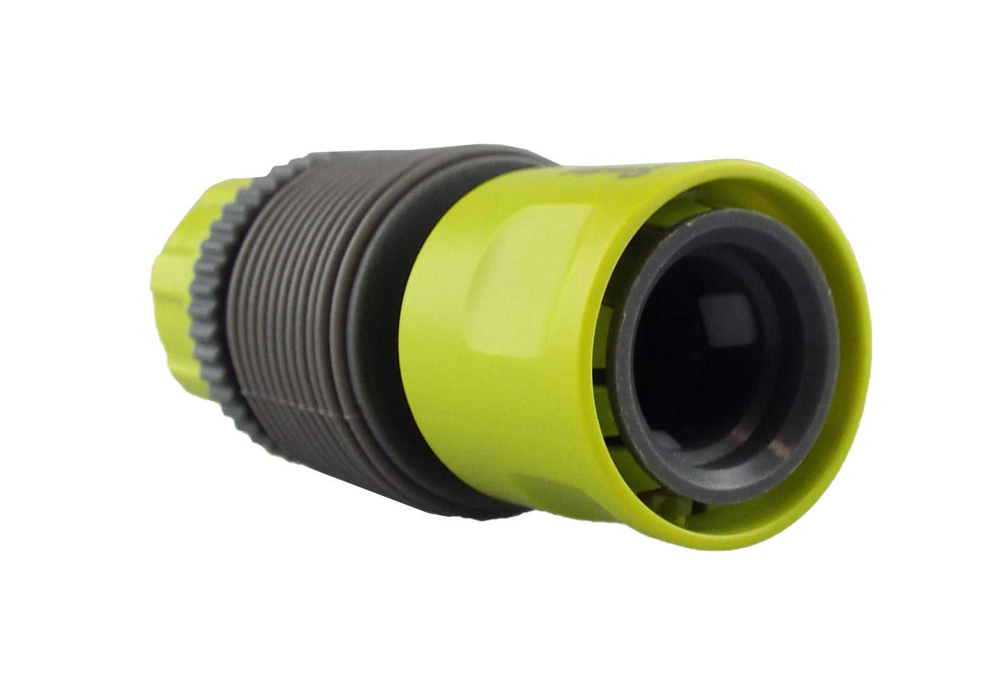 Flexibler Schlauchverbinder 1/2", Limettengrün, schwarze Rippenhülse mit Anschlussöffnung
