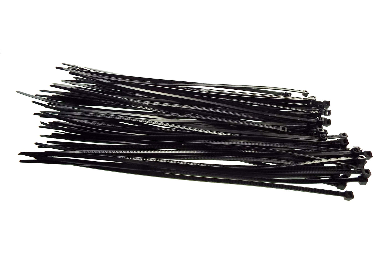 Black cable ties, 2.5 x 100 mm, long straps with locking heads