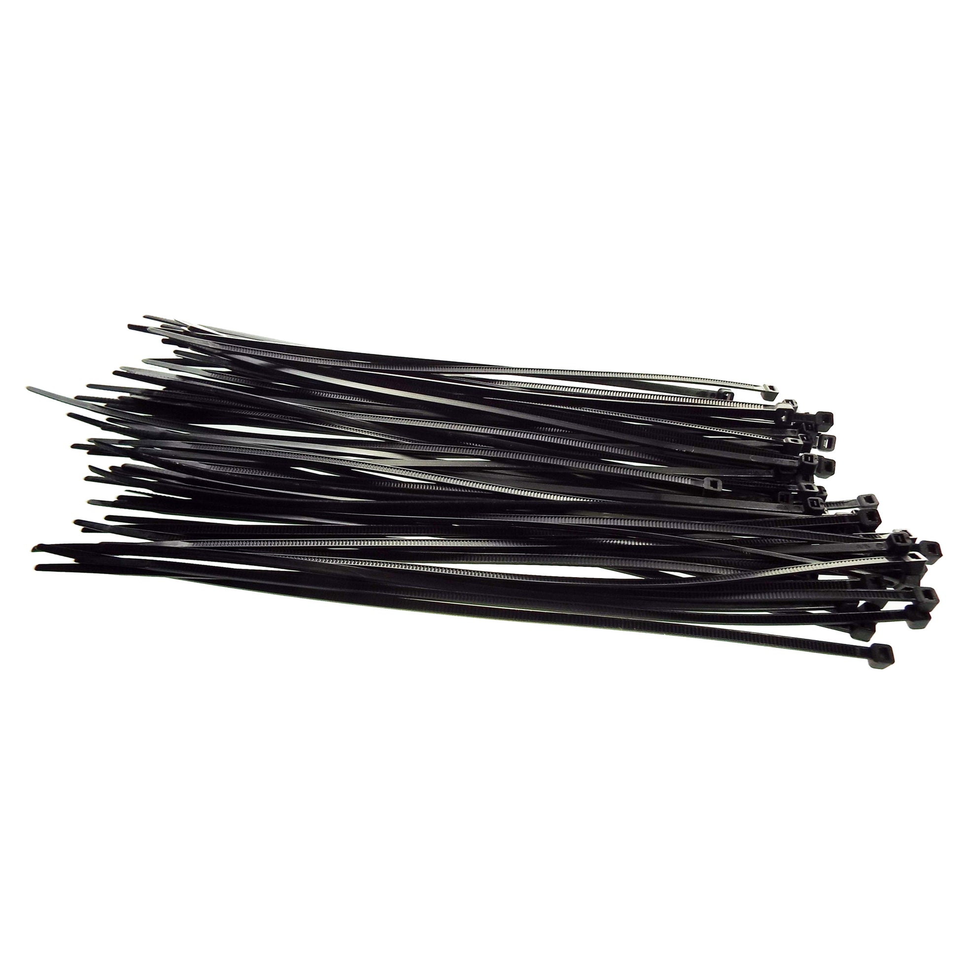 Black cable ties, 2.5mm x 200mm, 100-count bundle
