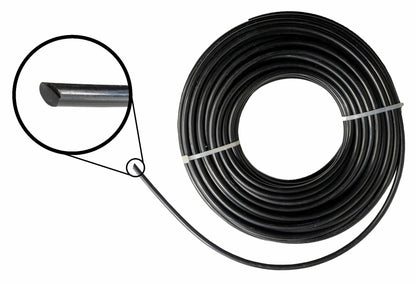 Black round strimmer line 2mm, 15m coil with tie band