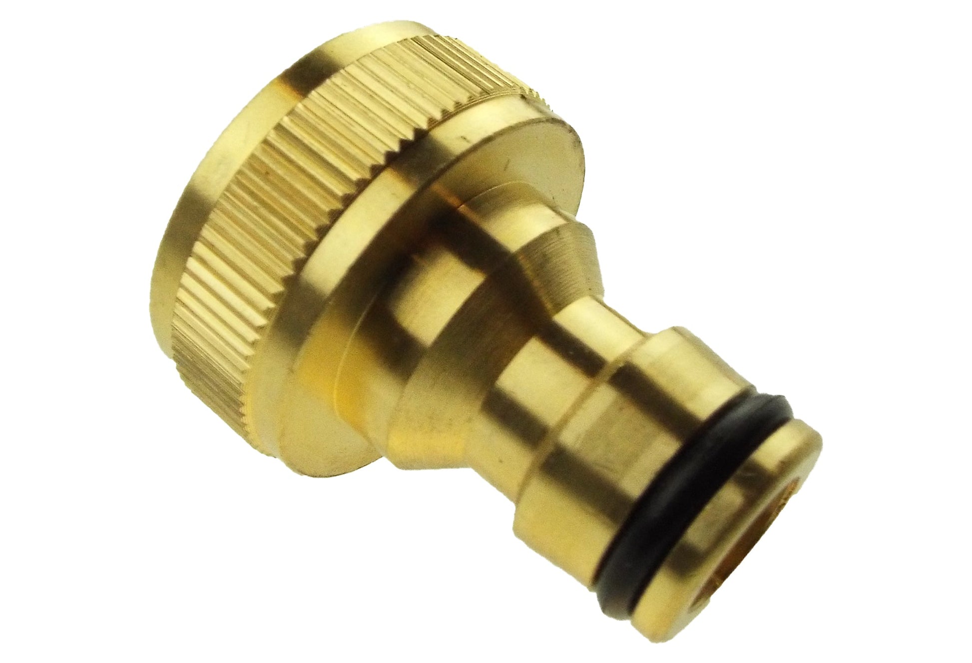 Tap connector snap-on male 3/4" BSPF brass with black rubber O-ring