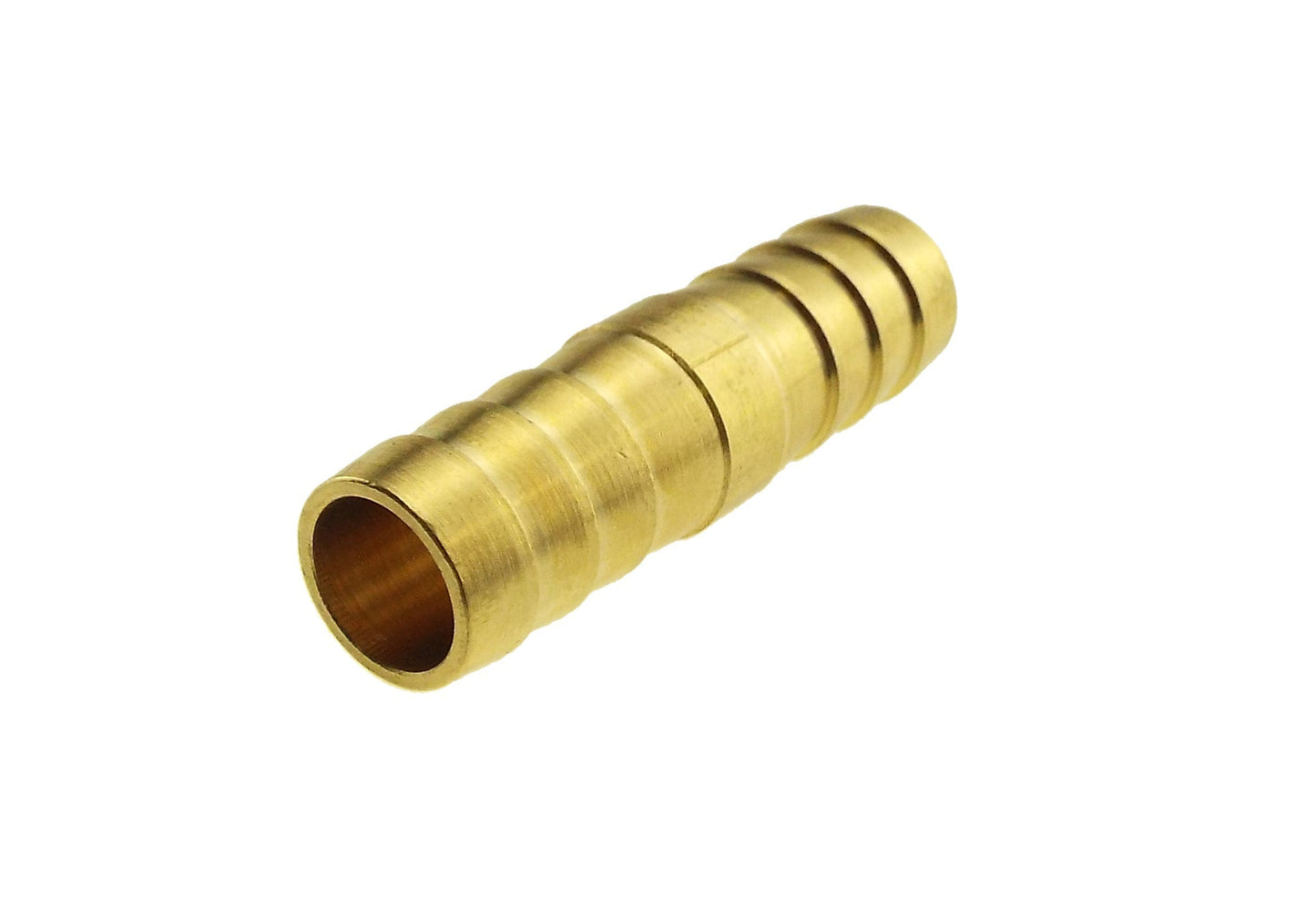 Brass 8 mm straight joiner with exposed end sleeve and ridged grip