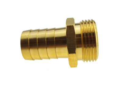 Brass straight joiner, 13mm barb hose tail with collar and 1/2" BSPM threads