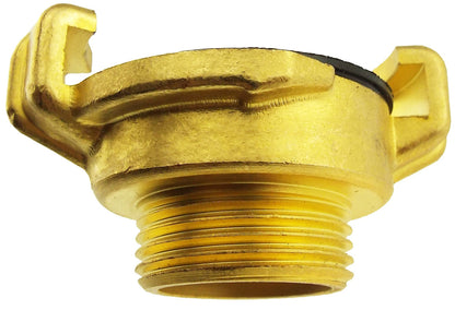 Brass claw fitting, close-up of 1" BSPM male thread