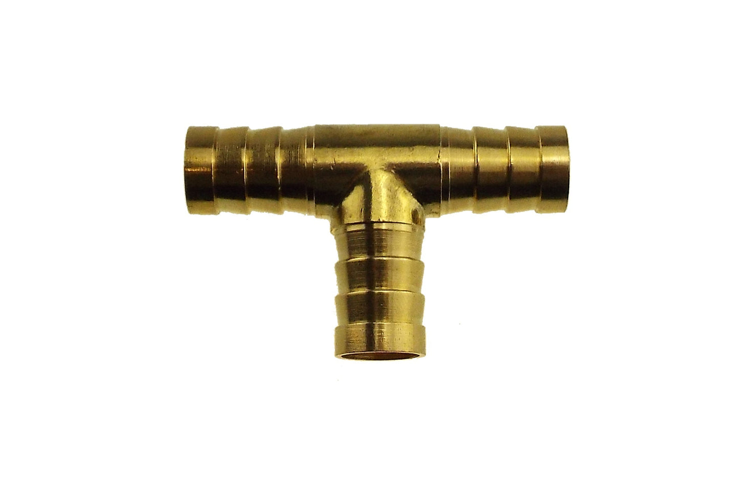 Brass 15mm tee connector with three-barb ends