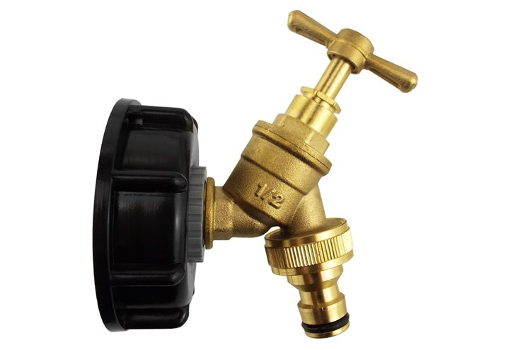 IBC-Kit 002C: Messingventil mit Hebel, 1/2" Markierung und schwarzem Anschlusskranz