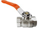 Brass lever valve with orange handle, nickel-plated, 1/2" BSPF