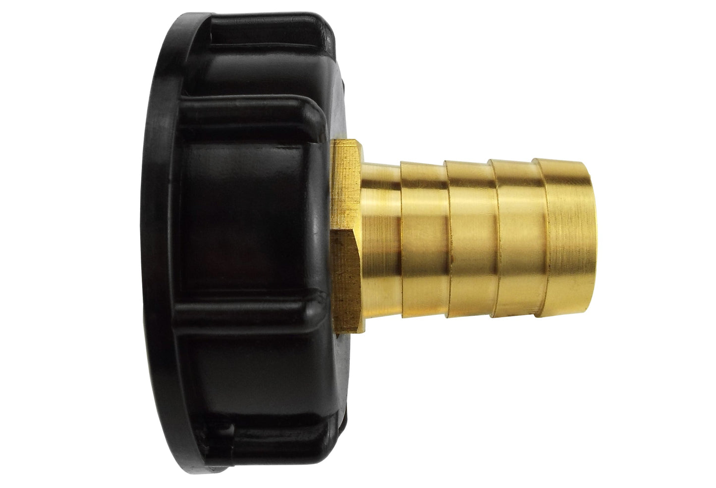 IBC 2” Kappe mit schwarzem Körper und Messing-Anschluss (19 mm Barb)