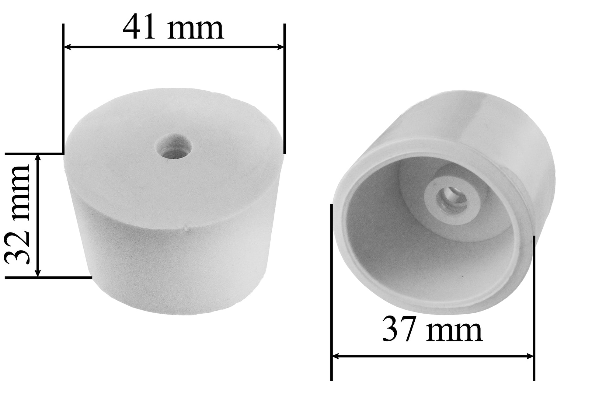 Demijohn rubber bung size diagram: 41 mm, 37 mm, 32 mm