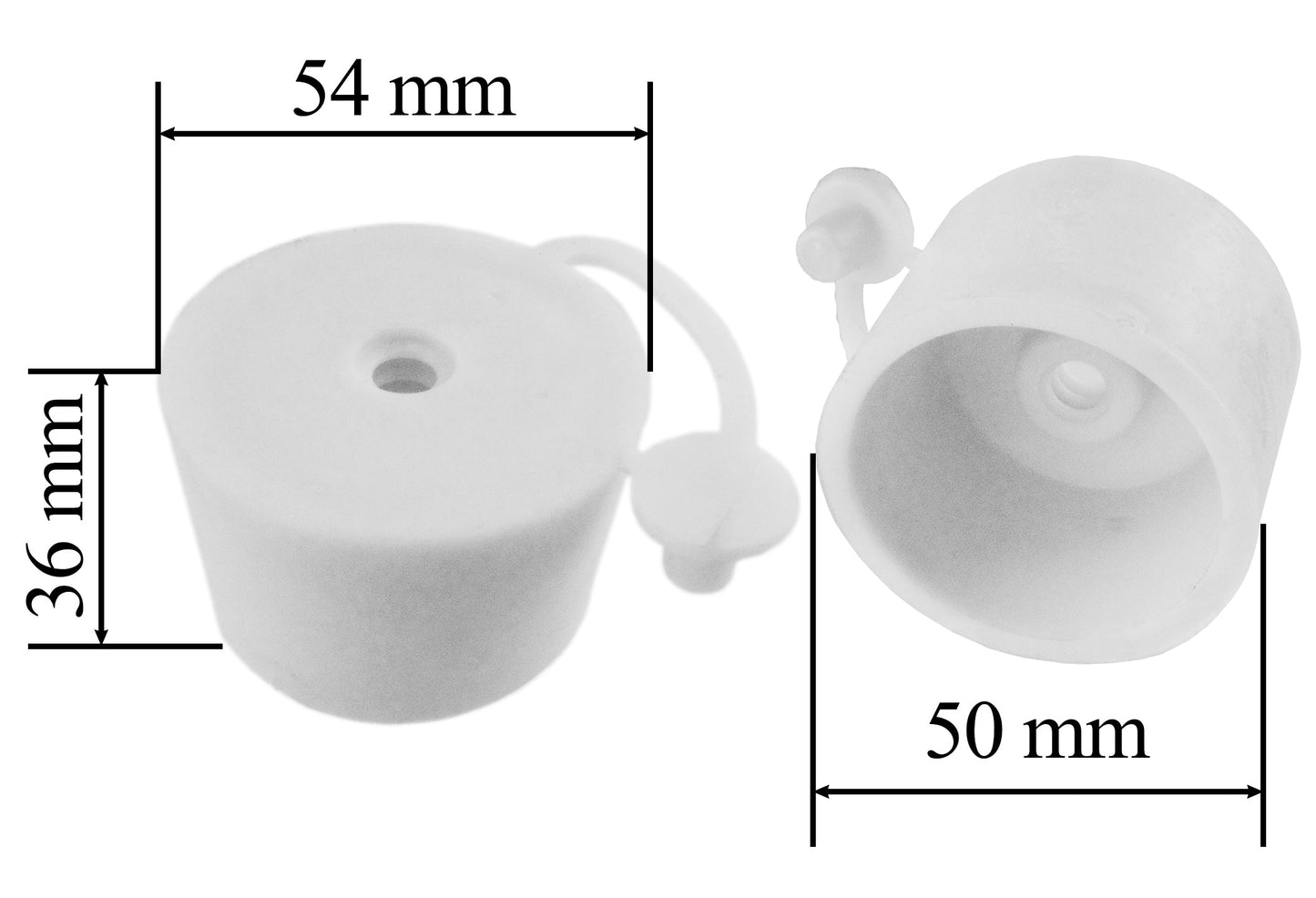 Rubber bung with cap for demijohn, 54 mm width, 36 mm height