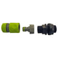 Lime 1" BSPM water butt kit quick adaptor and hose connector with two couplers shown