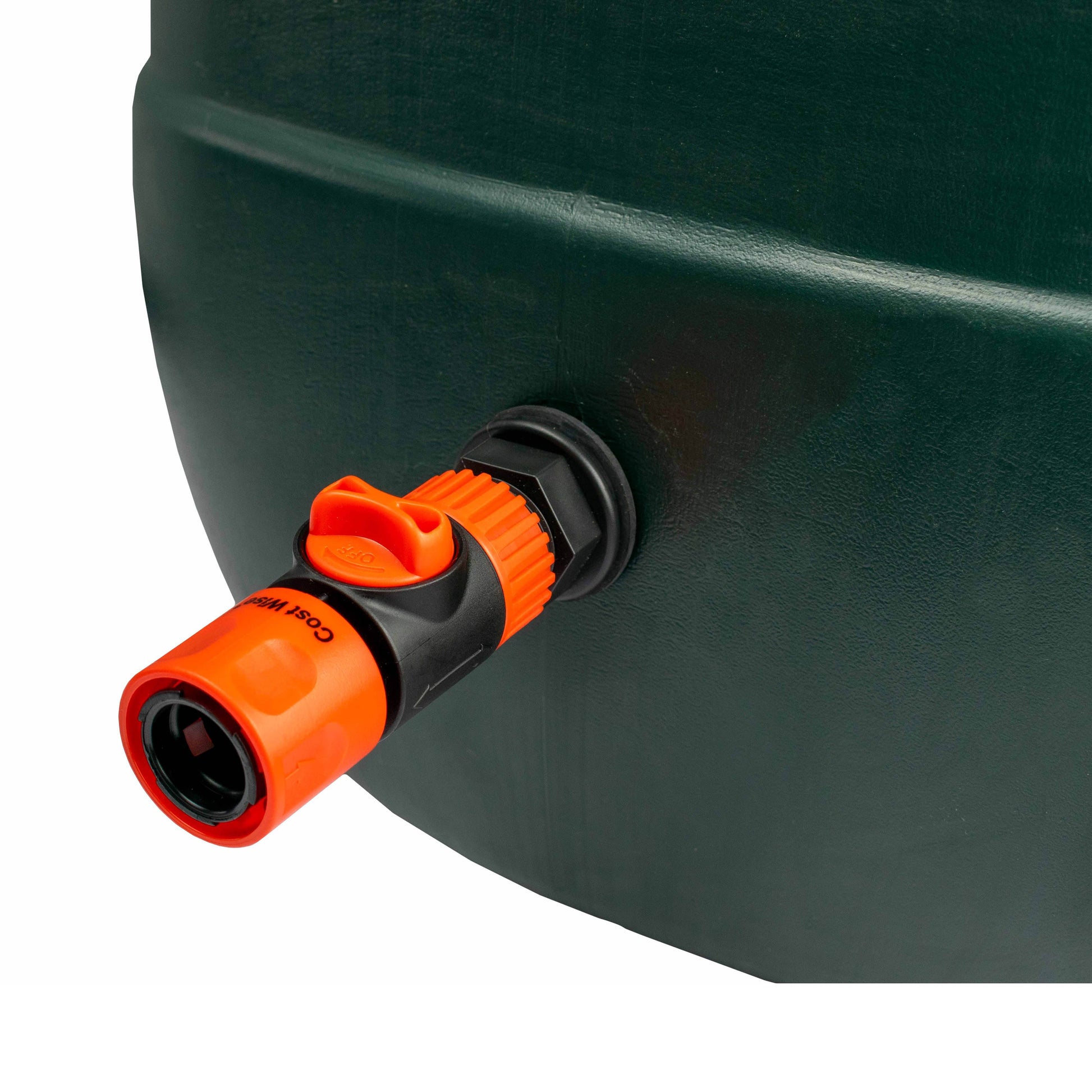 Schnellkupplung für Schlauch mit orangefarbenem Ventilhebel am Anschluss