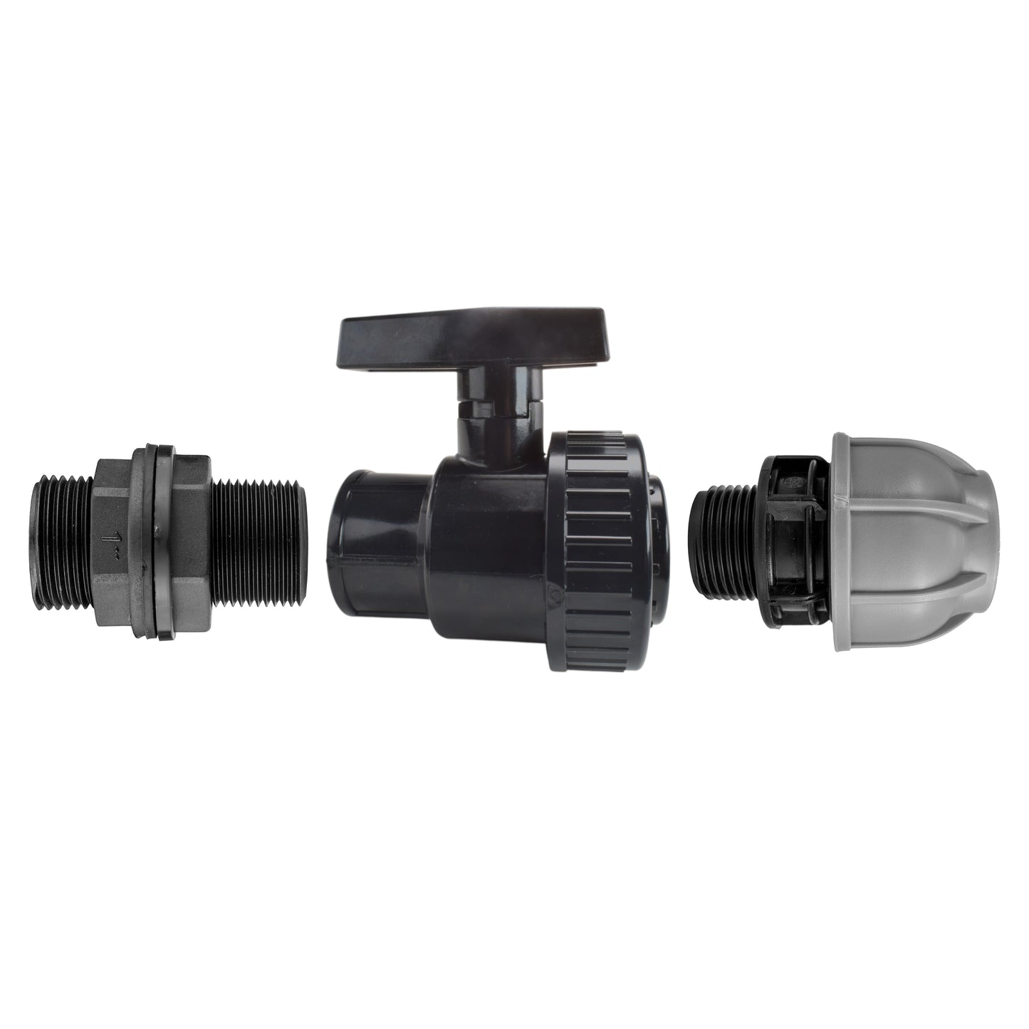 1" BSPM Wasserfass-Fitting mit Vollfluss PP-Ventil und 25mm Anschluss