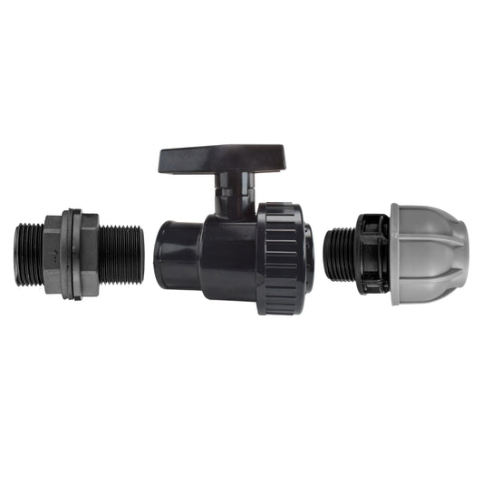 1" BSPM Wasserfass-Fitting mit Vollfluss PP-Ventil und 25mm Anschluss
