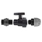 1" BSP water butt fitting with PP full-flow valve and 32mm MDPE connections