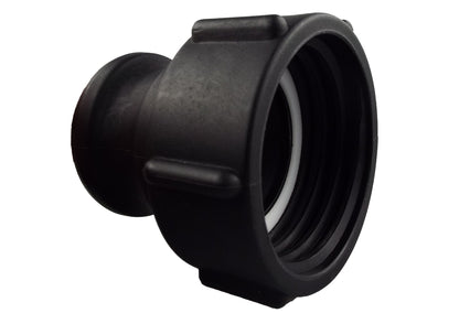 IBC S60X6 1.5" male camlock adapter with locking end and seal, black