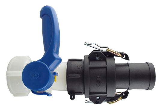 IBC 2" S60X6 Ventil mit 2" Camlock-Anschluss, Hebel und Federsicherung