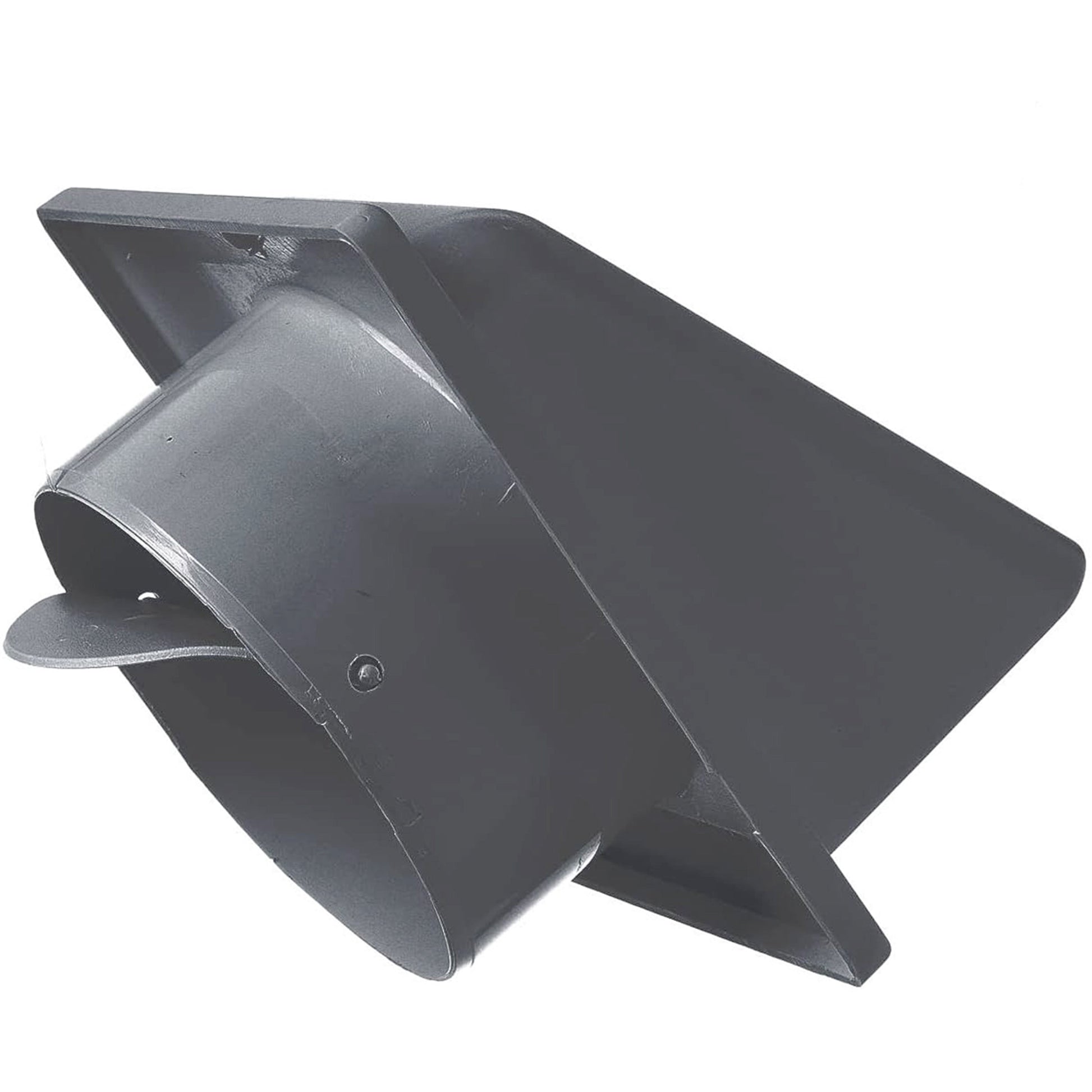 Graphite louvre vent with layered slanted hood design over the circular duct