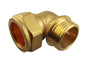 Brass 28mm compression elbow, 1" BSPM with threaded ends