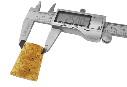 Tapered cork piece measured with vernier caliper, gold-brown, 30mm/25mm