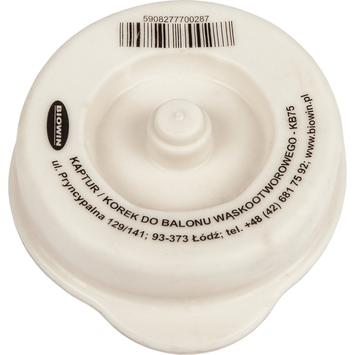 Rubber cap 75mm with central plug, white