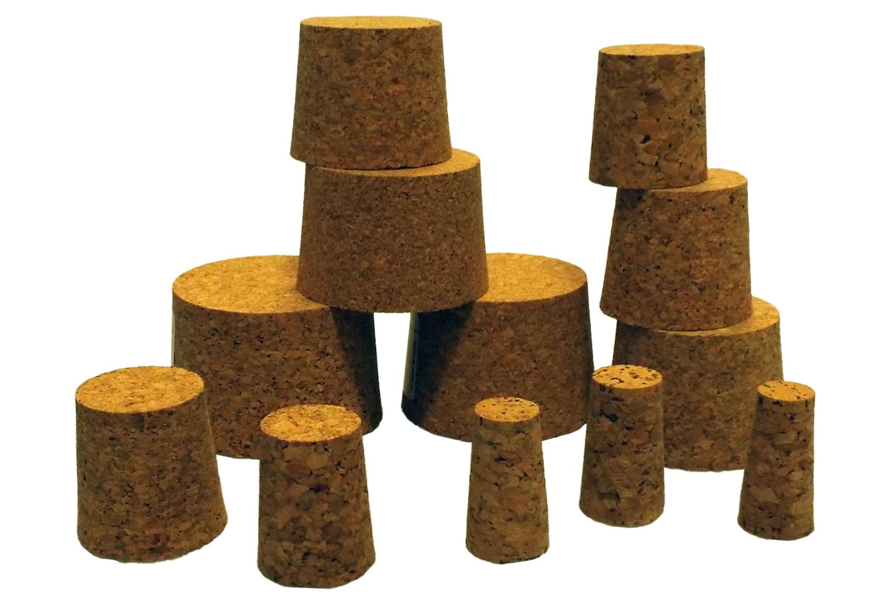 Tapered cork stoppers, mixed sizes (40mm/33mm) set of cylinder cork pieces