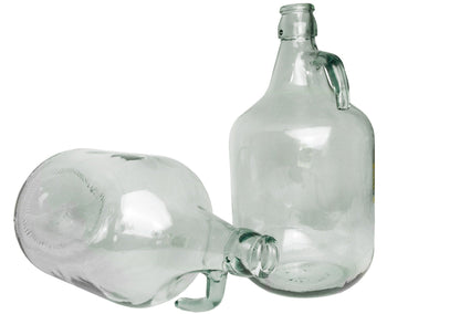 2x 5L Glas-Demijohn, klar, Flaschenform mit Tragegriff
