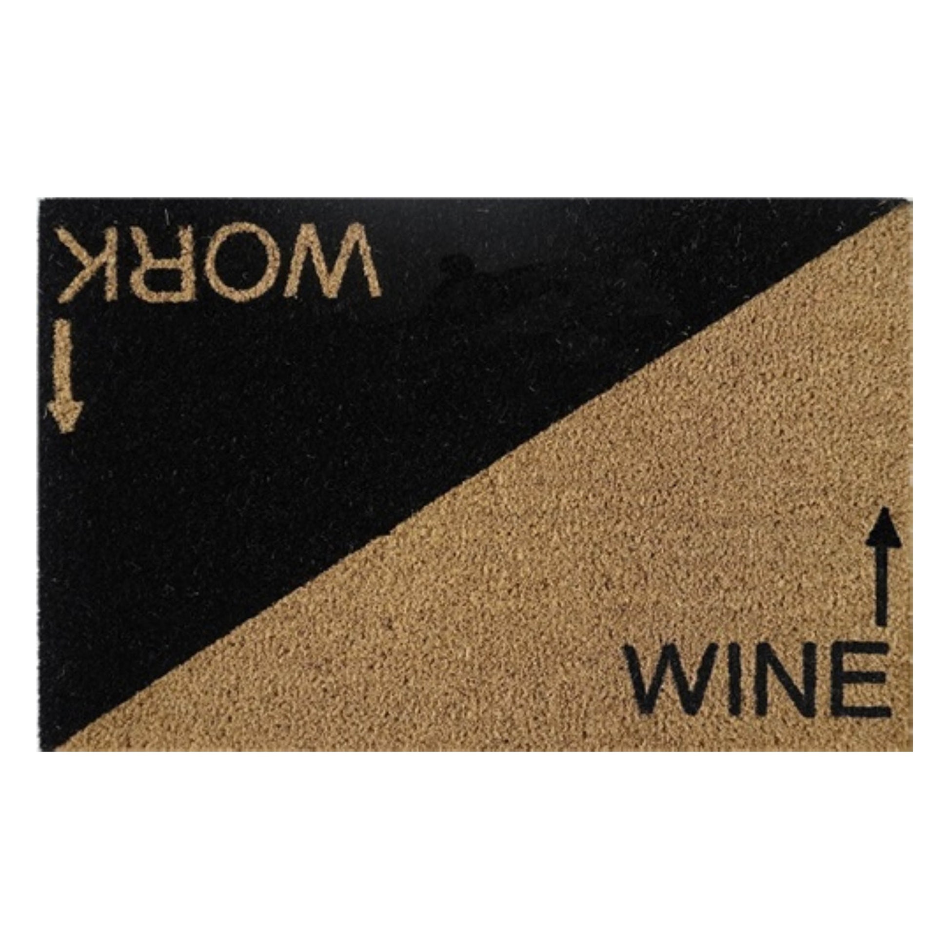 Doormat 60cm x 40cm 'Wine Work' schwarz/beige mit WINE-Schrift