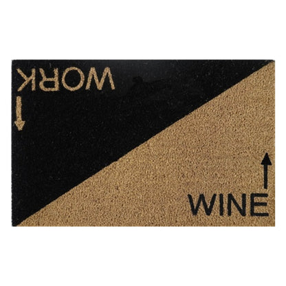 Doormat 60cm x 40cm 'Wine Work' schwarz/beige mit WINE-Schrift