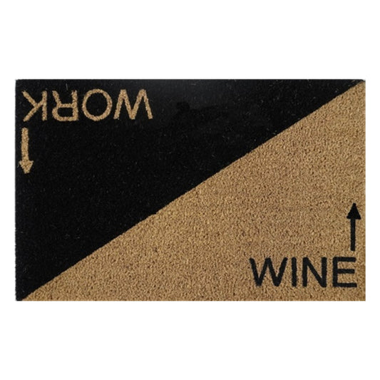 Doormat 60cm x 40cm 'Wine Work' schwarz/beige mit WINE-Schrift