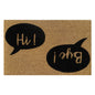 Doormat 60x40 cm con letrero negro “Hi!” y “Bye!” en felpa marrón