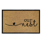 Doormat 60x40 cm “Our Nest” beige coir with black heart and script text