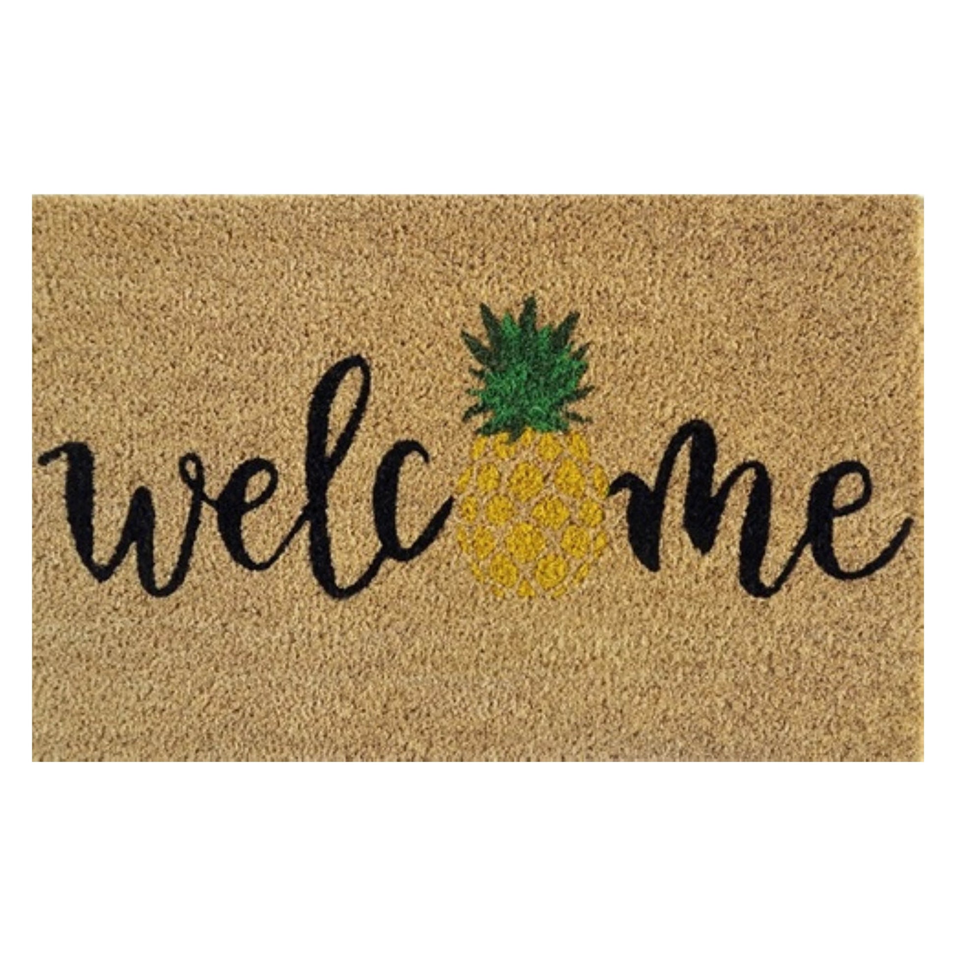 Welcome doormat 60cm x 40cm with pineapple and green leaf