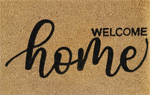 Fußmatte 60x40 cm „Welcome Home“ Schrift, beiger Flor mit schwarzem Aufdruck