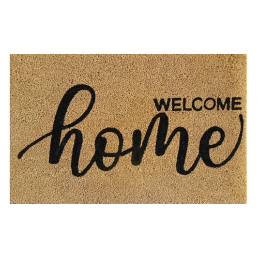 Fußmatte 60x40 cm mit Aufschrift „Welcome Home“ in Schwarz auf beigem Grund