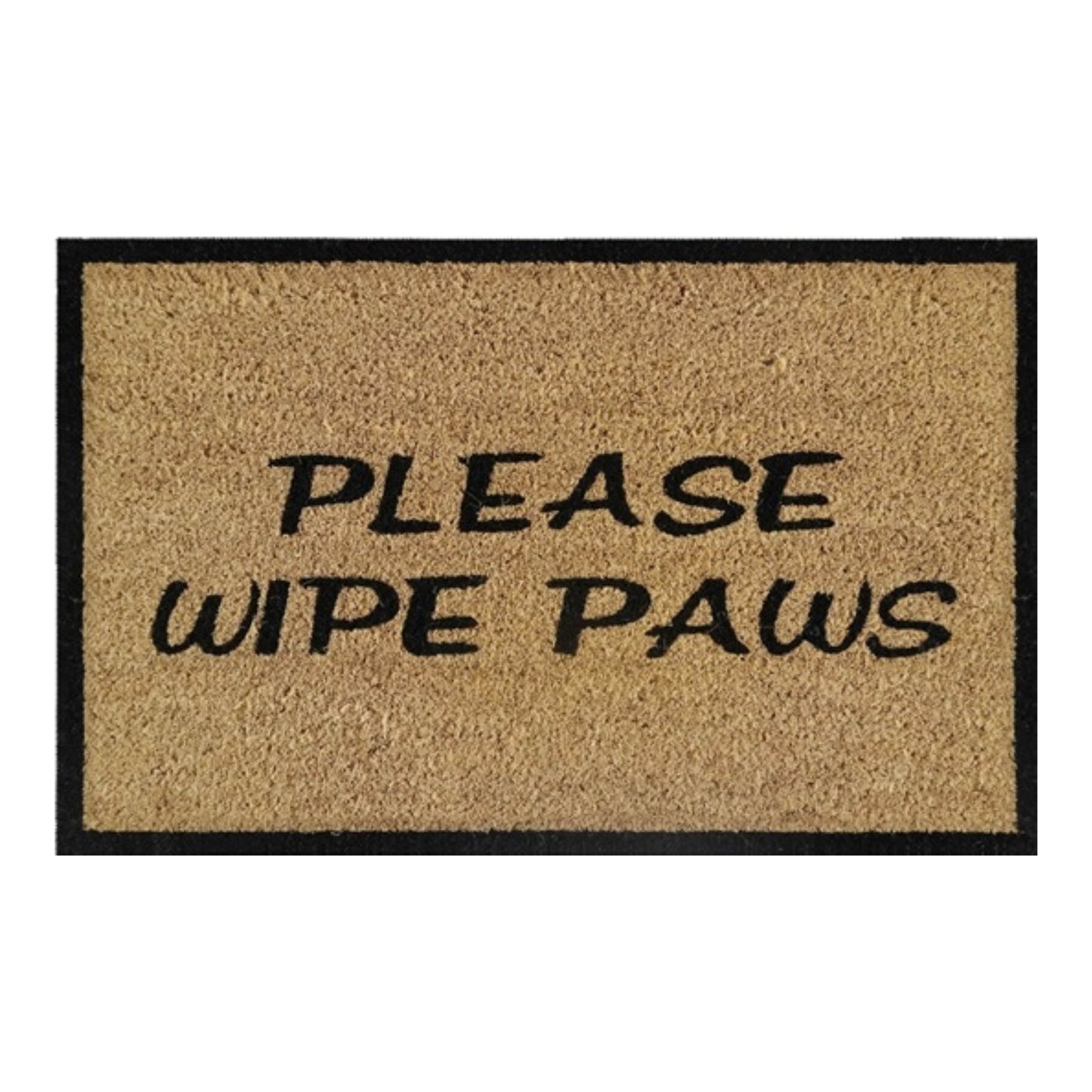 60x40 cm doormat with "Please Wipe Paws" in black on tan coir