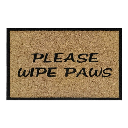 60x40 cm doormat with "Please Wipe Paws" in black on tan coir