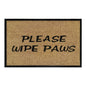 60x40 cm doormat with "Please Wipe Paws" in black on tan coir