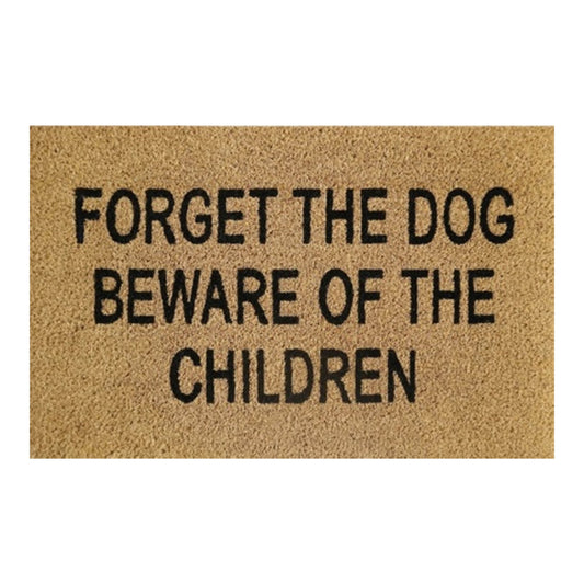 Fußmatte 60x40 cm mit Aufschrift „Forget the Dog“ und „Beware of the Children“