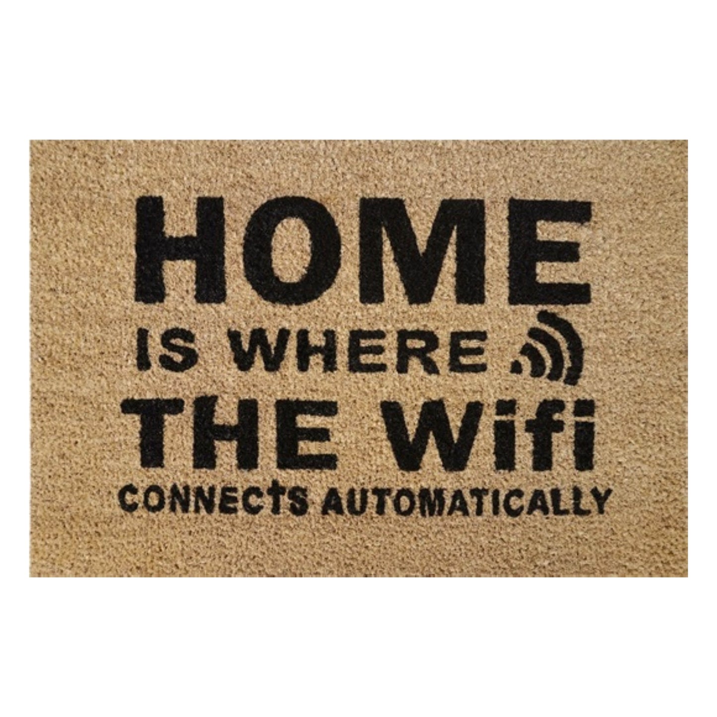 Welcome doormat 60x40 cm with “WiFi connects automatically” text