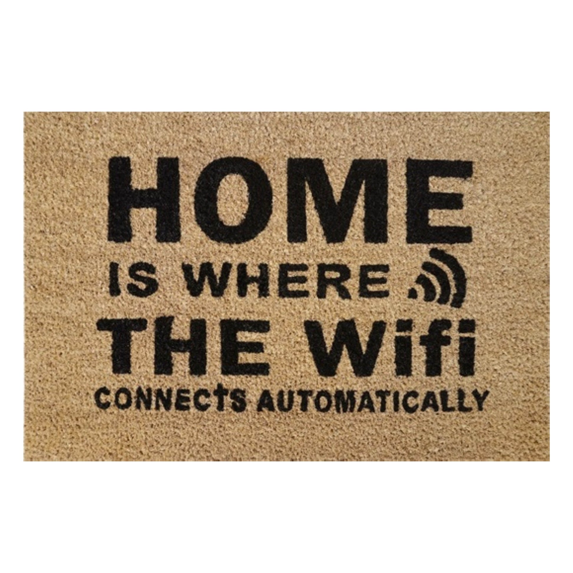 Welcome doormat 60x40 cm with “WiFi connects automatically” text