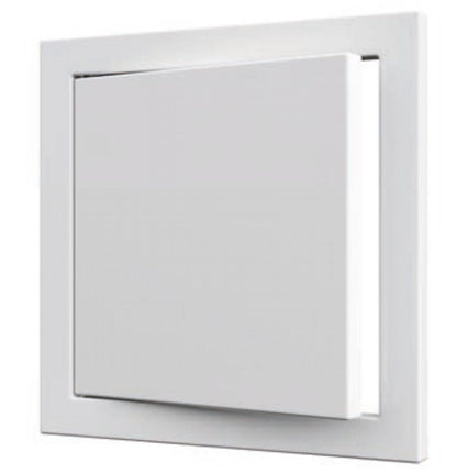 White PP access panel door, 200x200mm square frame with inset cover
