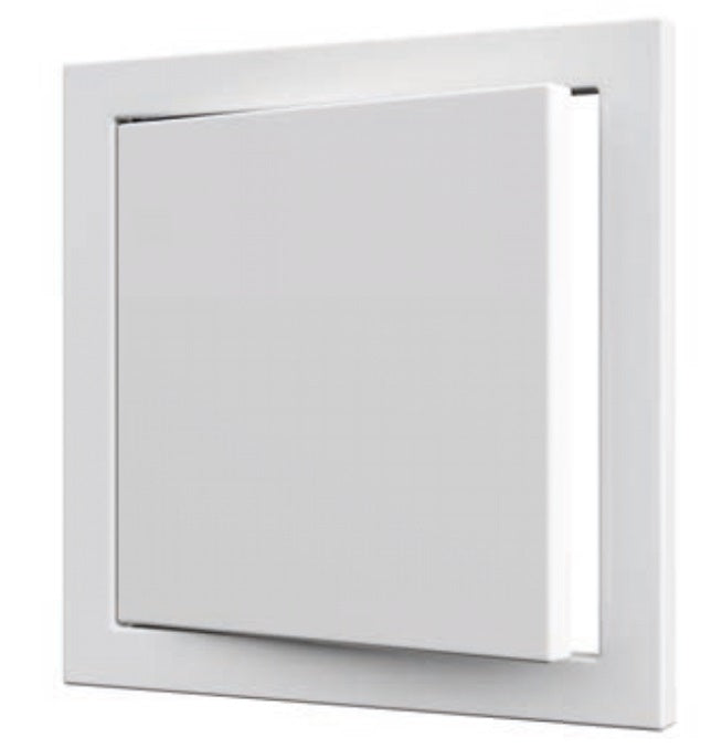 White PP access panel door, square cover with handle notch, 150mm x 200mm