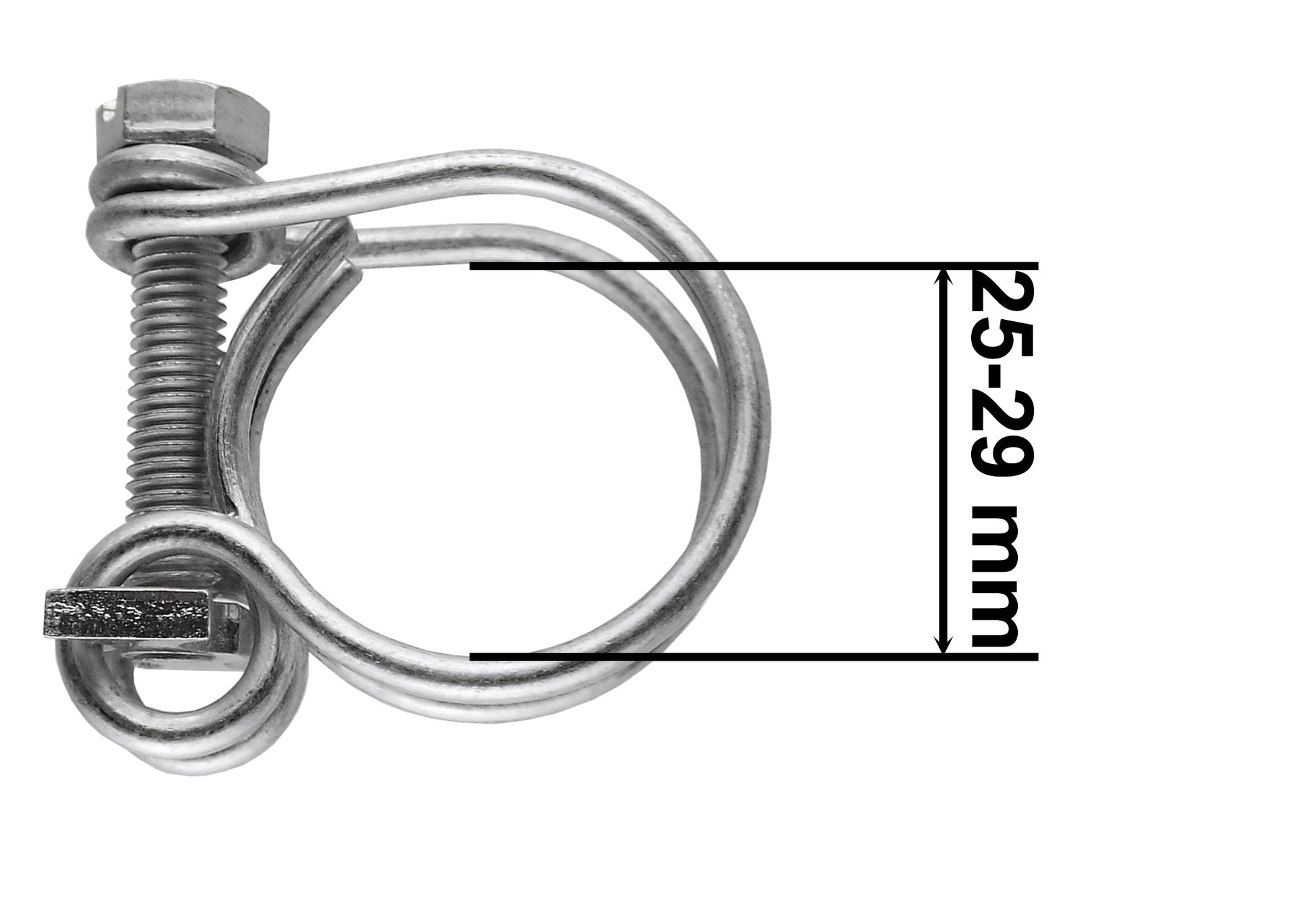 Galvanised double wire hose clamp, size 25–29 mm