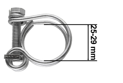 Galvanised double wire hose clamp, size 25–29 mm