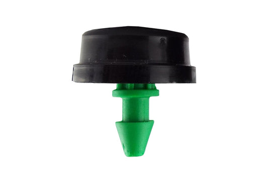 Netafim button micro irrigation dripper, green insert, black cap, 8 L/h