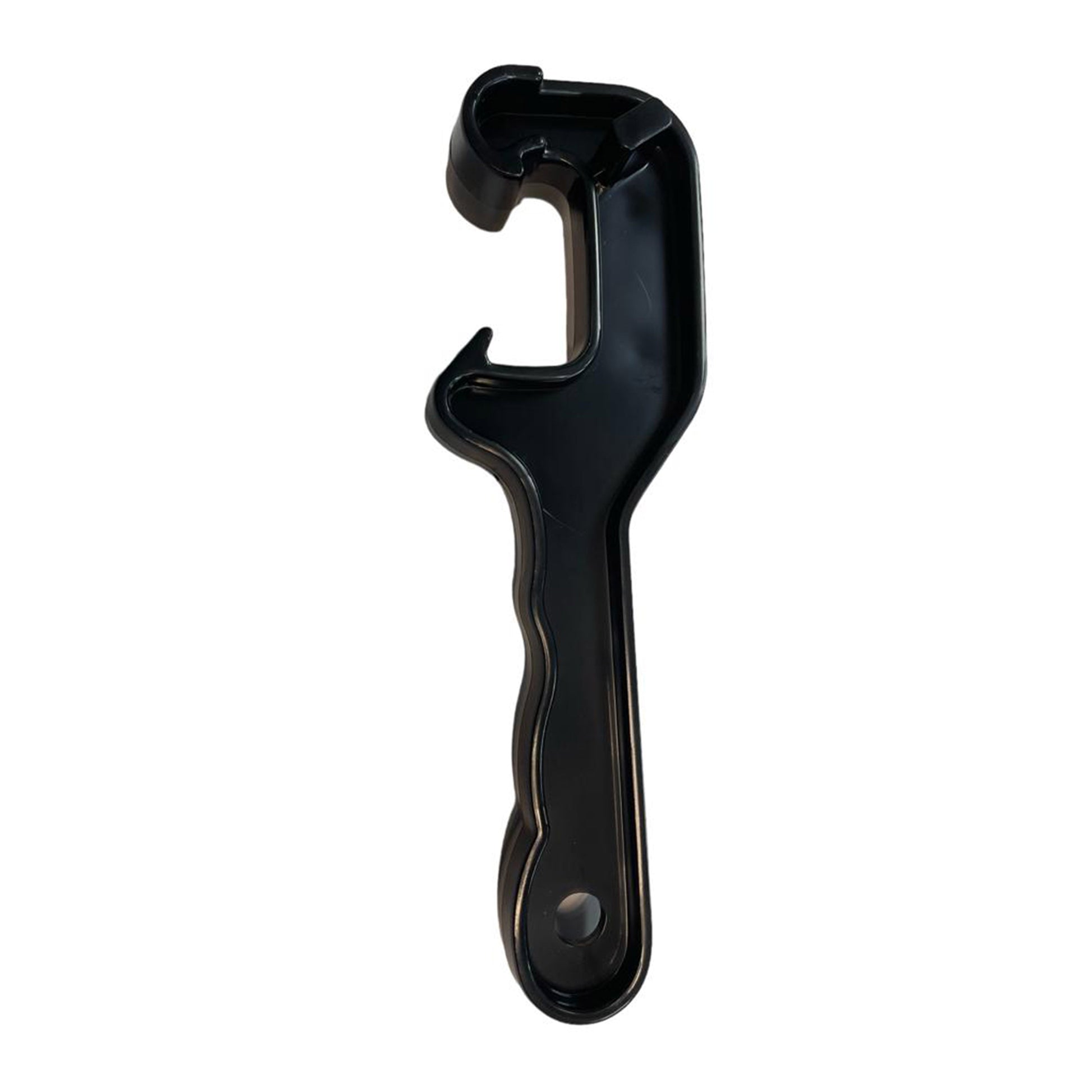 Universal drum wrench with U-shaped opening head and long handle, black finish