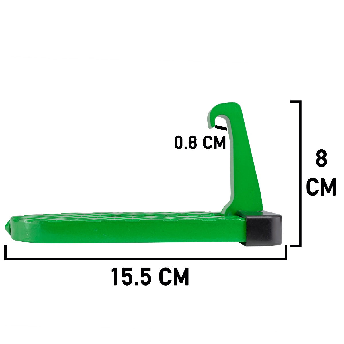Green car door step Type A, 15.5 cm long, 8 cm high, 0.8 cm thick base